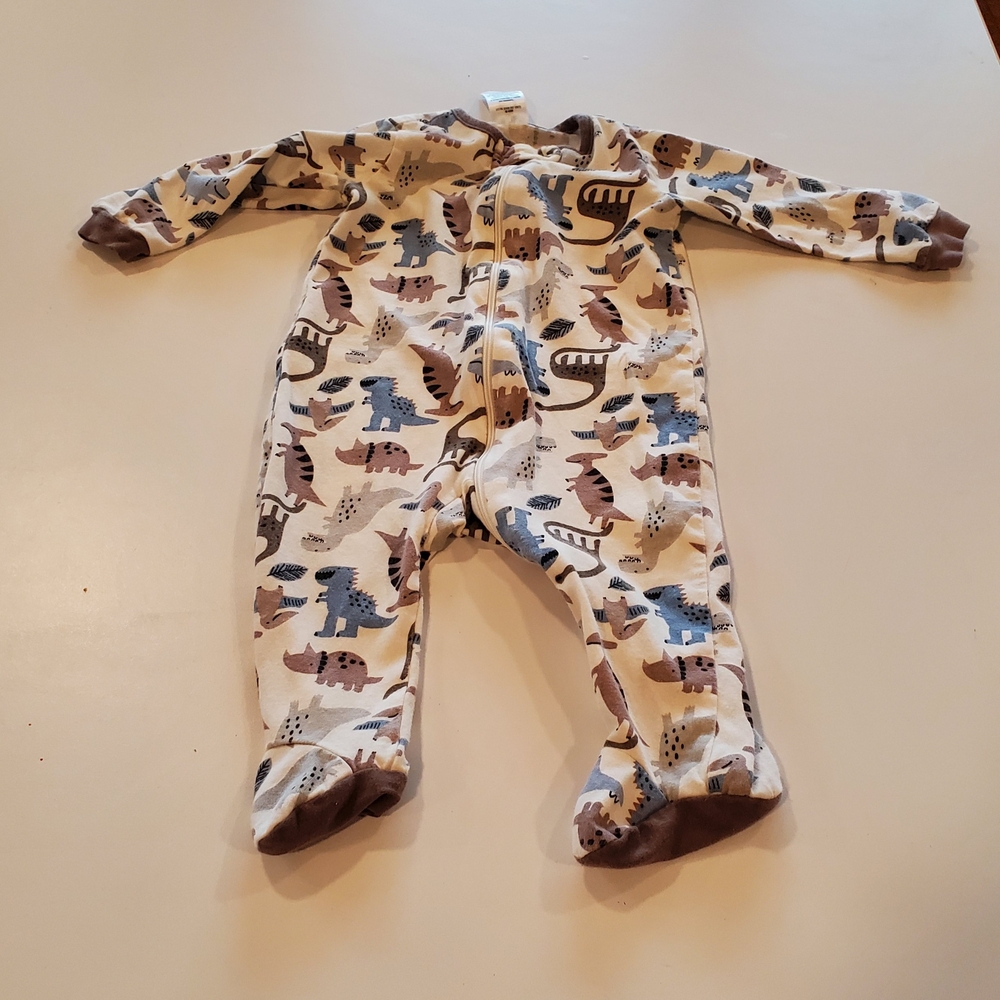 Gerber Dinosaur Print Footed One Piece - Blue, Brown, Cream